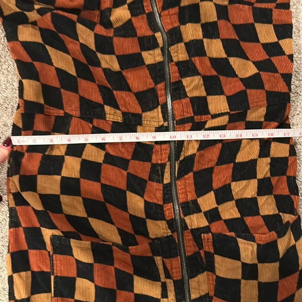 Vans Checkerboard Corduroy Mini Dress in Black, Rust & Mustard - Picture 3 of 3